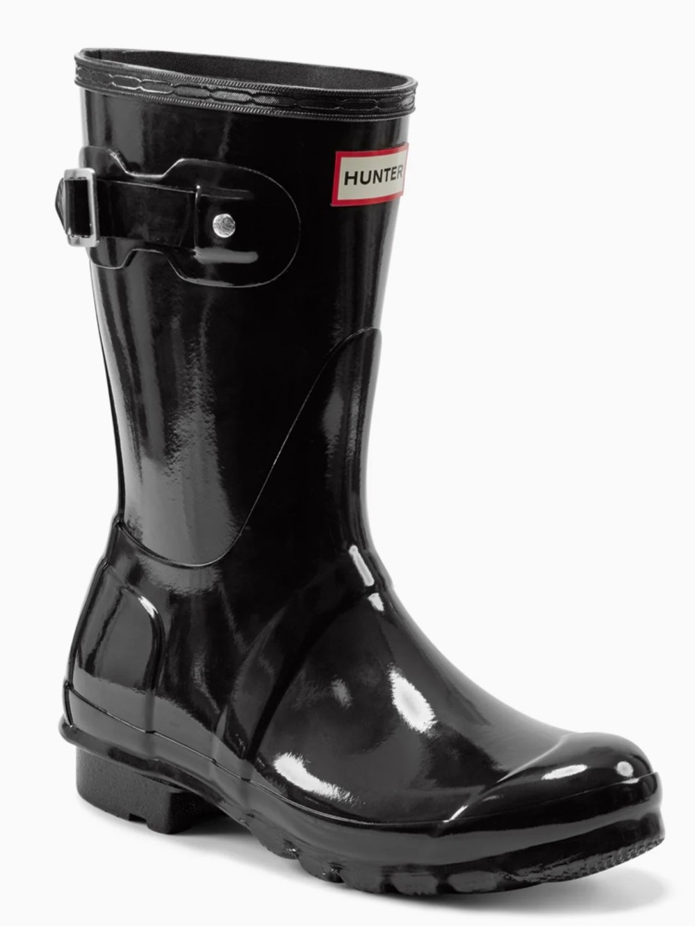 Hunter mid calf short rubber rain boots size us 8.5 eu size 39 black glossy